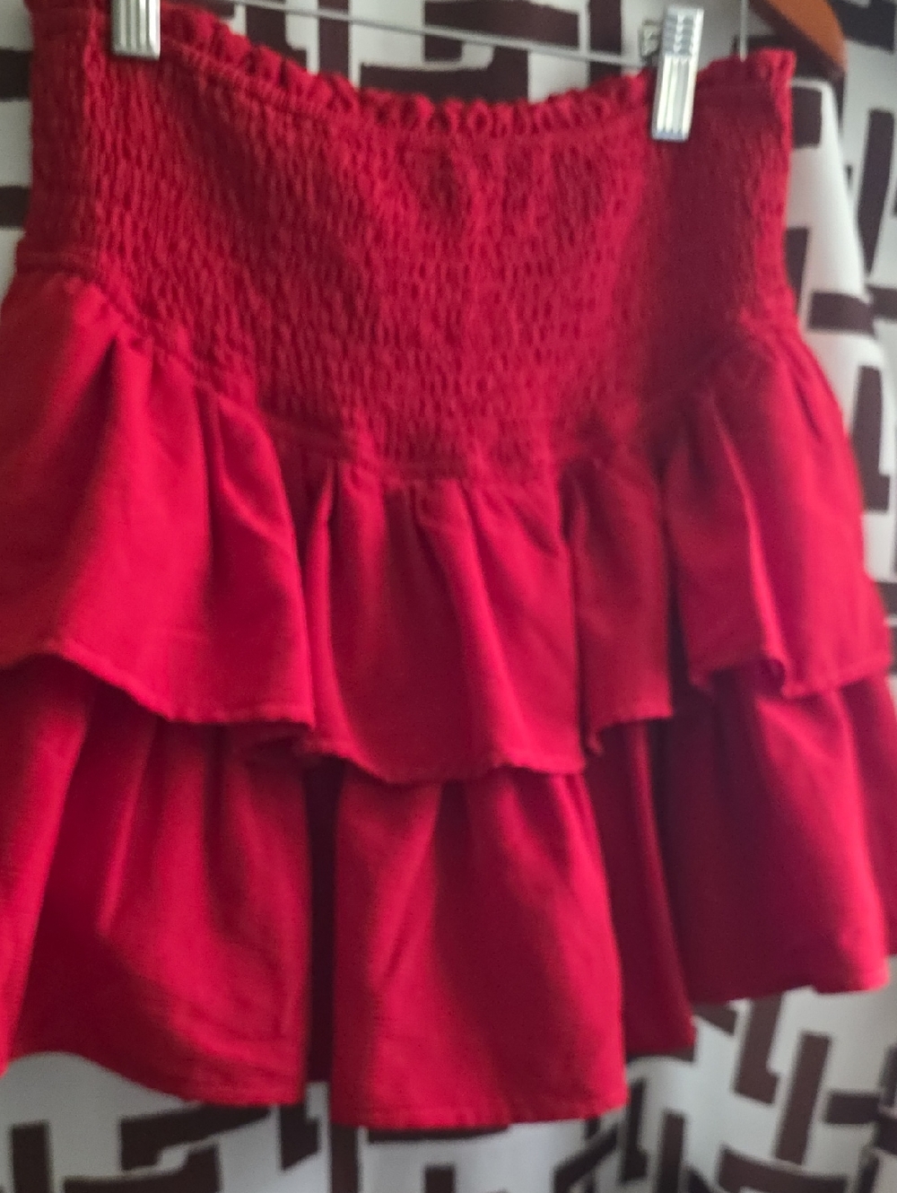 Red Tiered Ruffle Skirt - Women